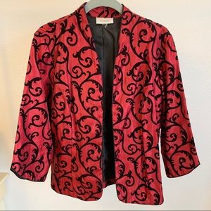 Red Jacket with Black Velvet Details